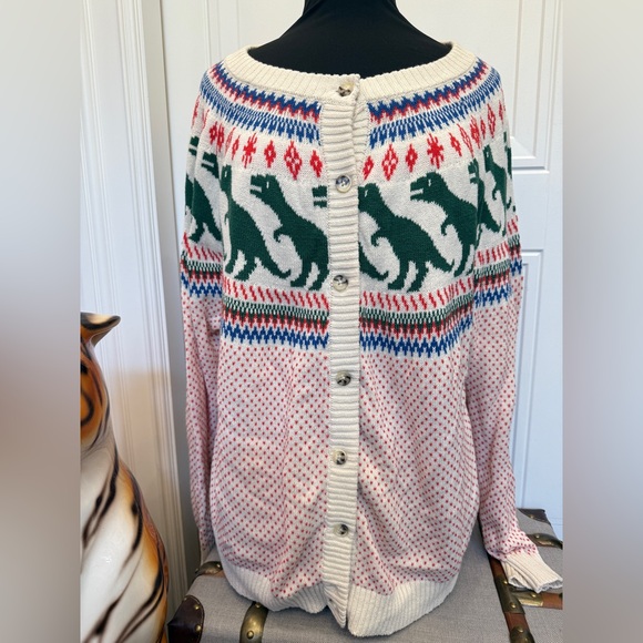 MODCLOTH DINOSAUR KNIT CARDIGAN SIZE 3X  100% COTTON - Picture 1 of 5